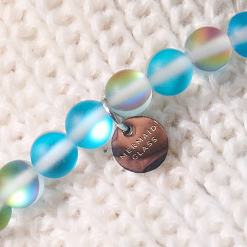 Rainbow White | Silver | Mermaid Glass Bead Bracelet