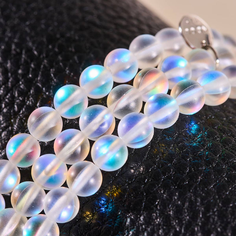 Rainbow White | Silver | Mermaid Glass Bead Bracelet