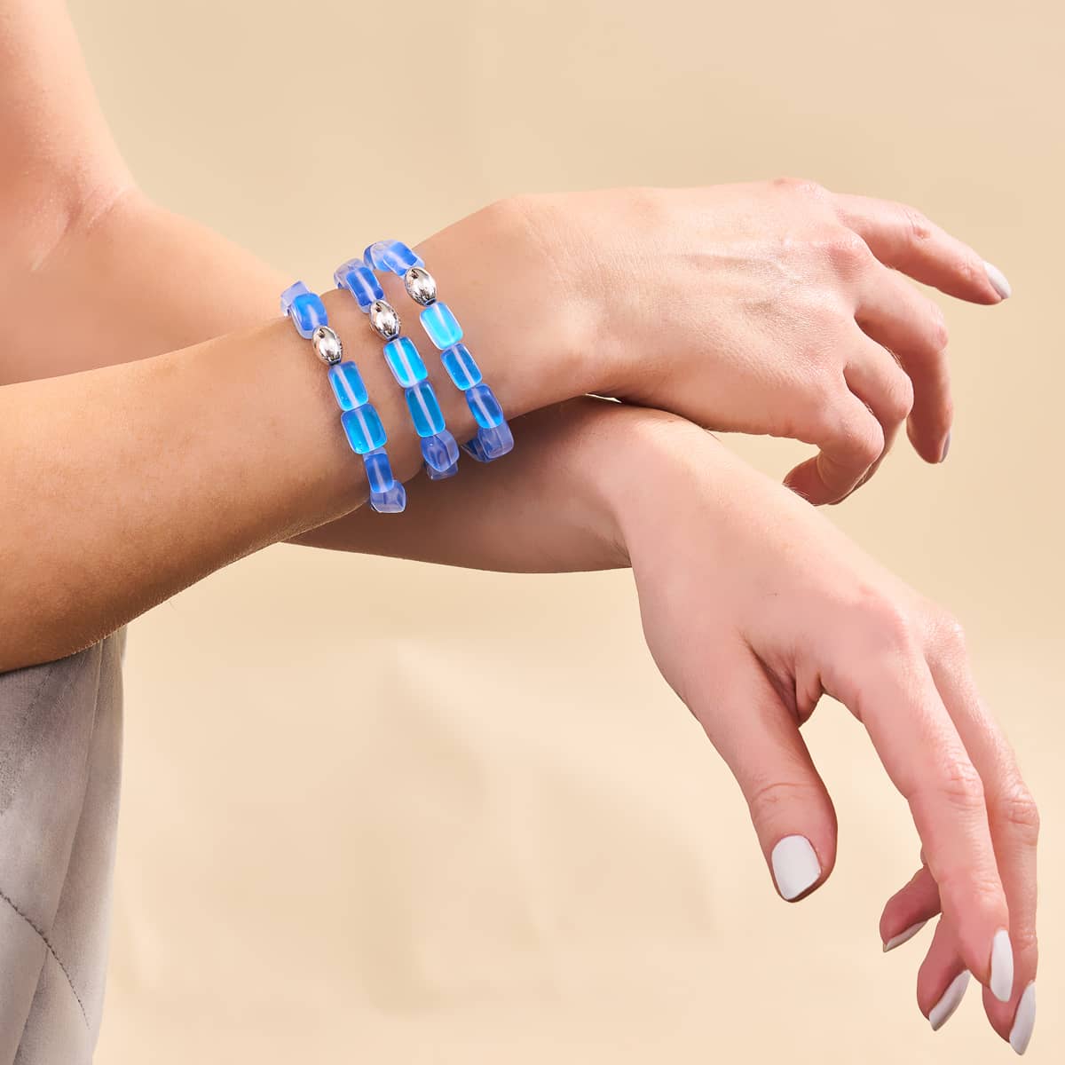 Sapphire | .925 Sterling Silver | Mermaid Glass Pebble Bracelet