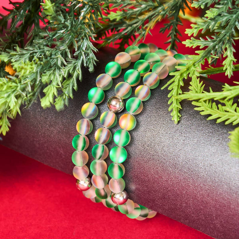 Unicorn Green | Silver | Mermaid Glass Bead Bracelet