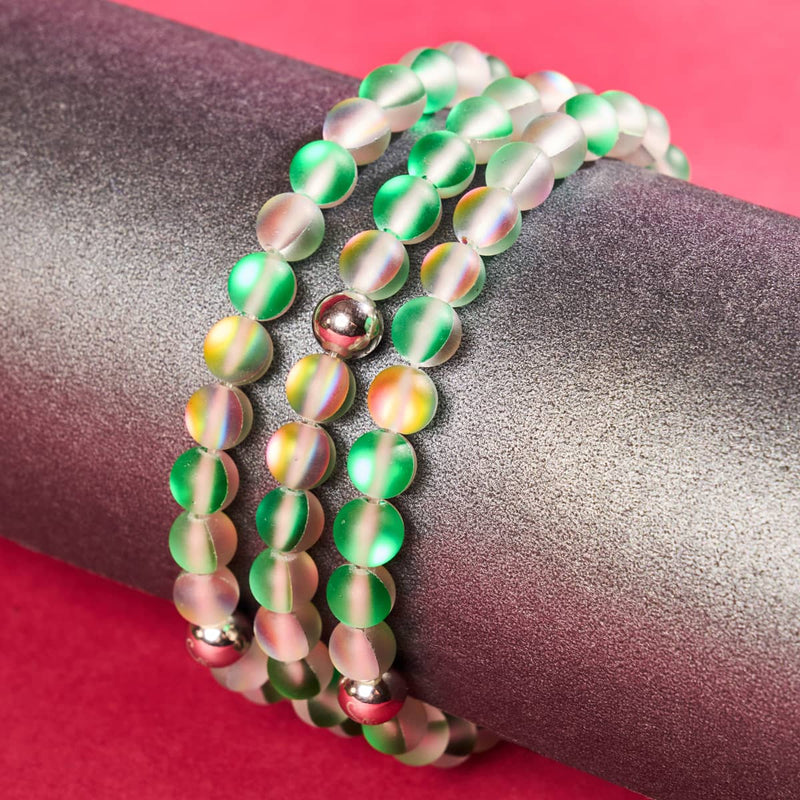 Unicorn Green | Silver | Mermaid Glass Bead Bracelet