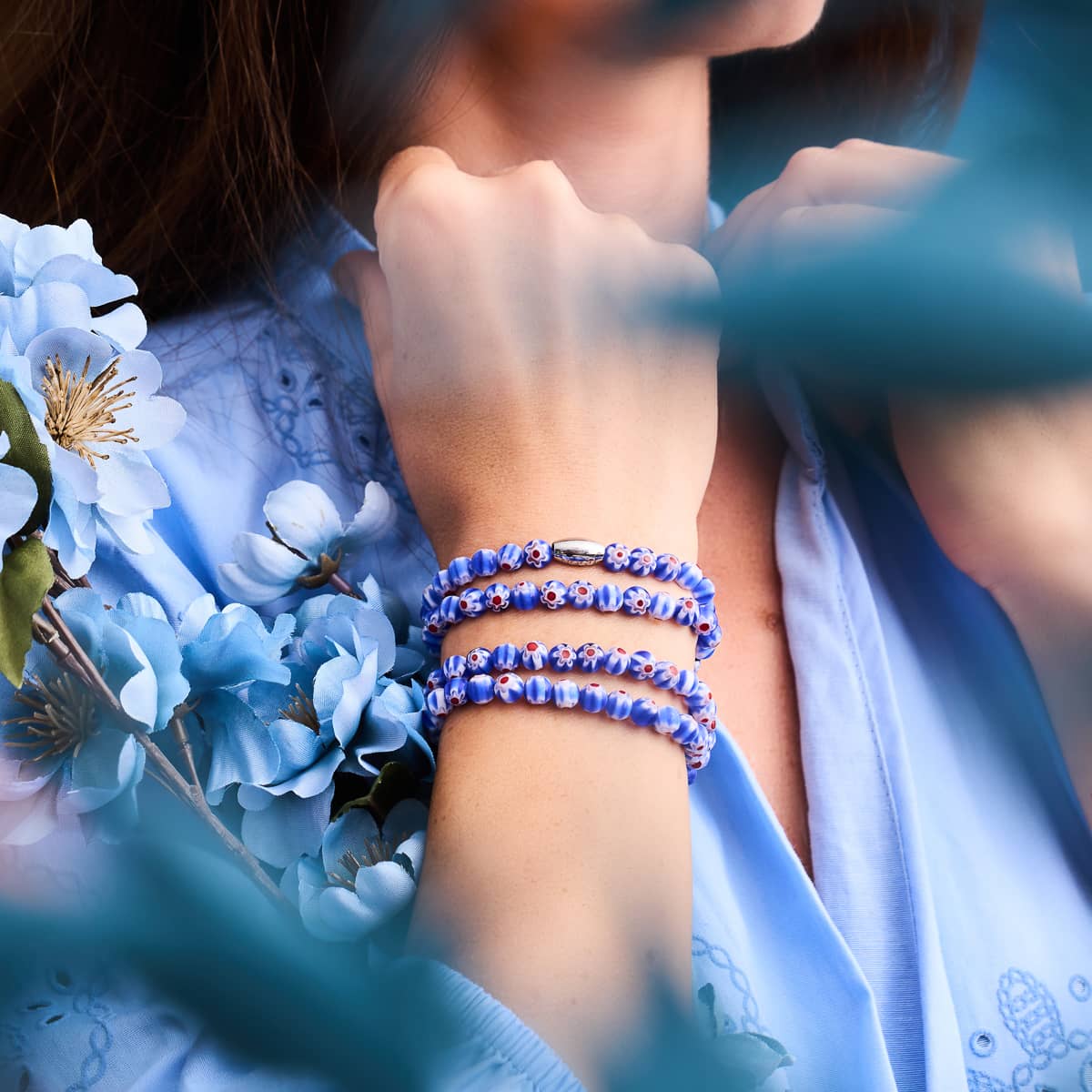 Italian Iris | Silver | Millefiori Wrap