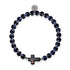 Joan of Arc | .925 Sterling Silver | Obsidian Firefly Glass x Black Freshwater Pearl Cross Bracelet