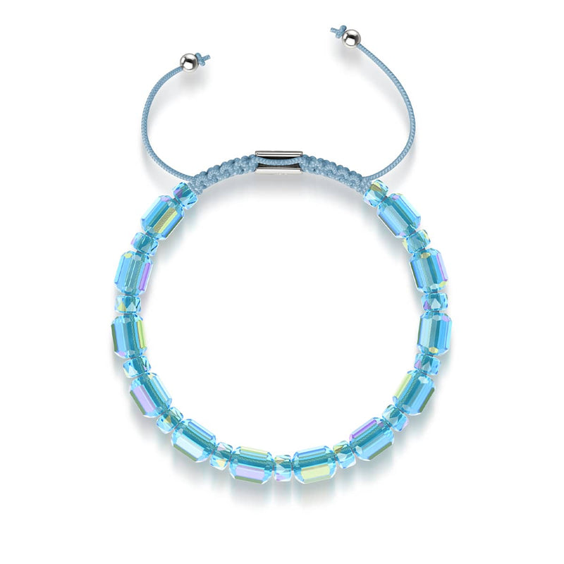 Aquamarine x Blue | Silver | Radiant Facet Pebble Bracelet