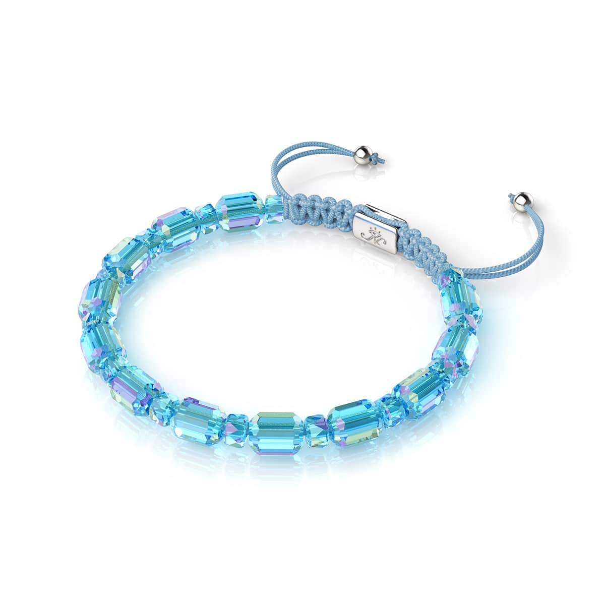 Aquamarine x Blue | Silver | Radiant Facet Pebble Bracelet