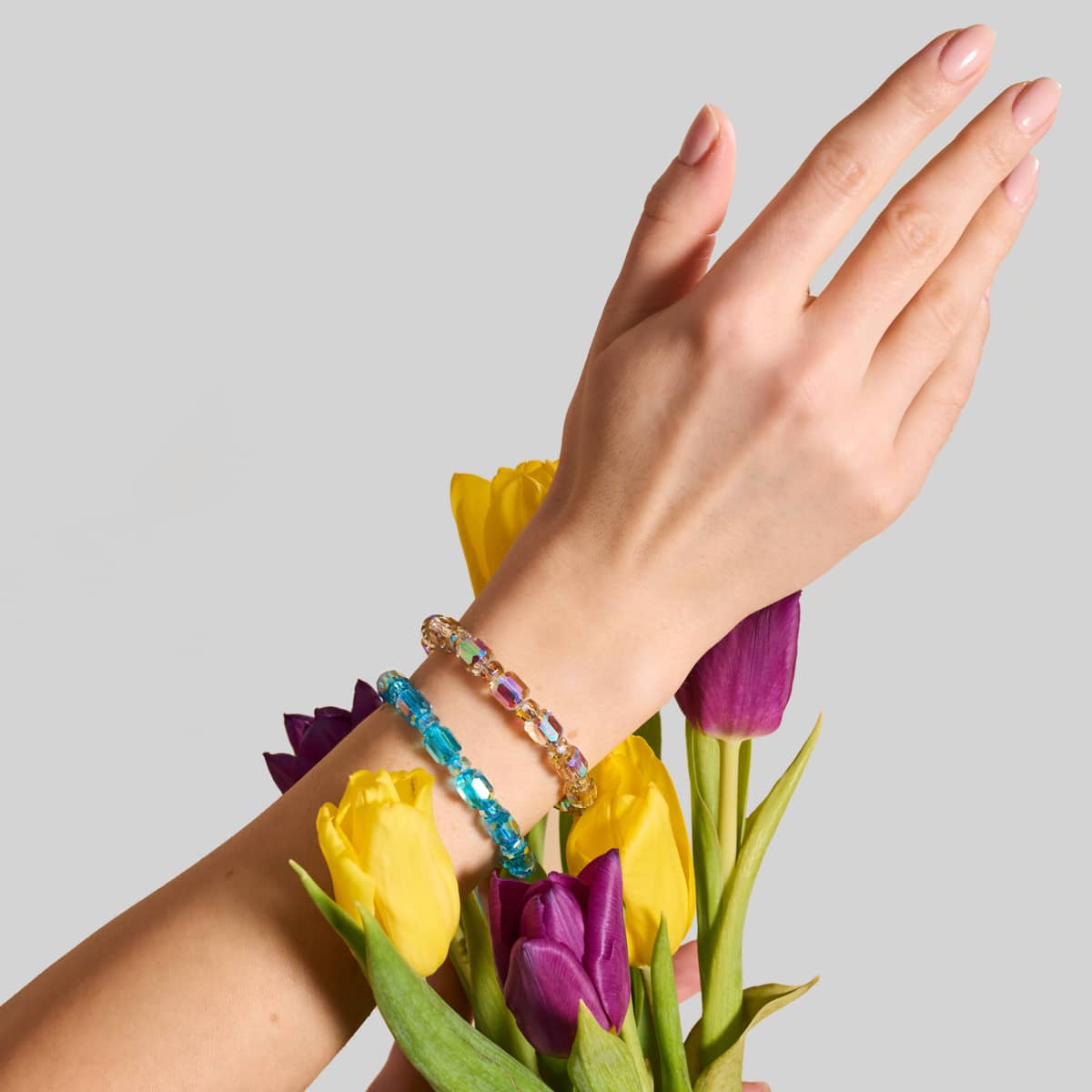 Moonbeam x Grey | Silver | Radiant Facet Pebble Bracelet