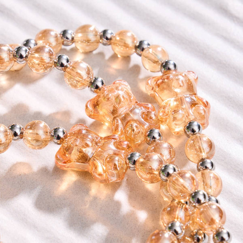 Tangerine Crystal | Shimmer Bear Bracelet | Orange x Silver