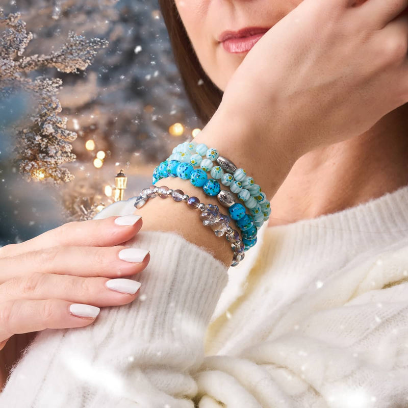 Unicorn Blue | Silver | Double Shimmer Bear Bracelet