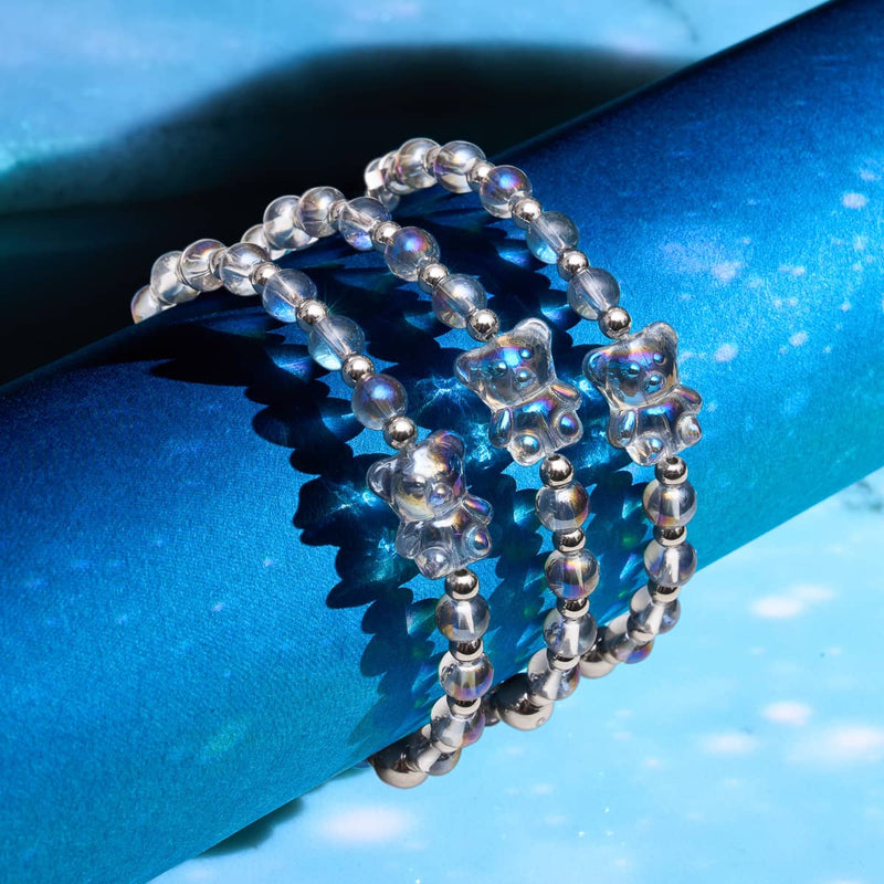 Unicorn Blue | Silver | Double Shimmer Bear Bracelet