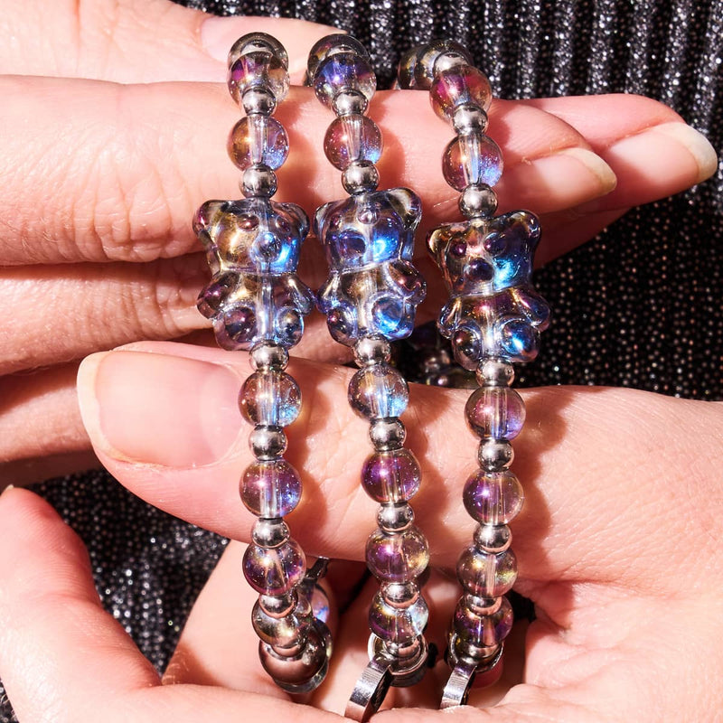 Unicorn Purple | Silver | Double Shimmer Bear Bracelet