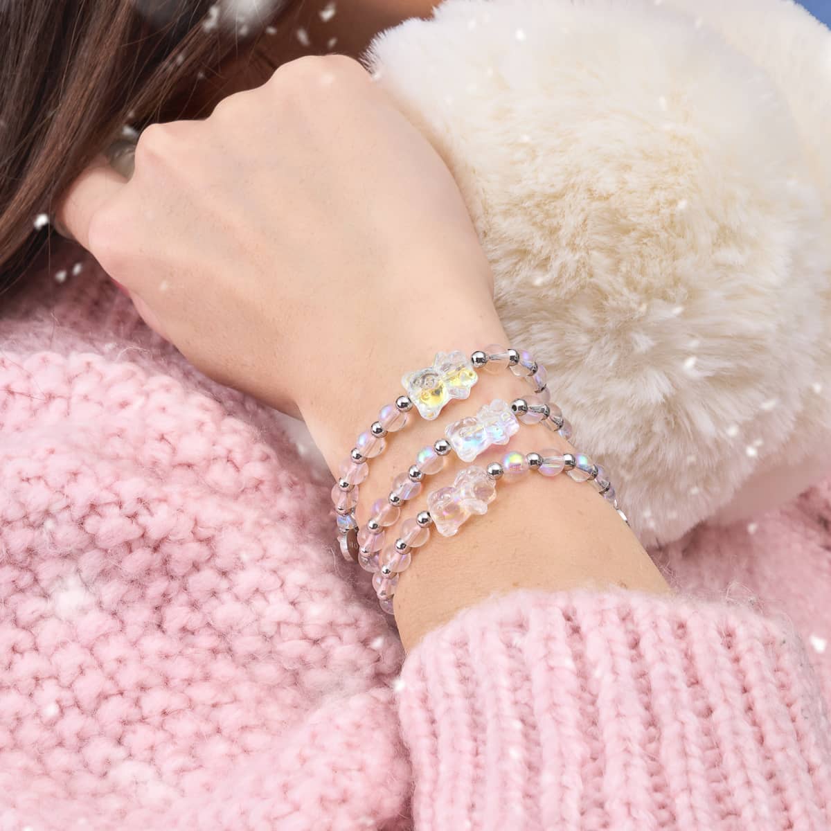 Unicorn White | Silver | Double Shimmer Bear Bracelet