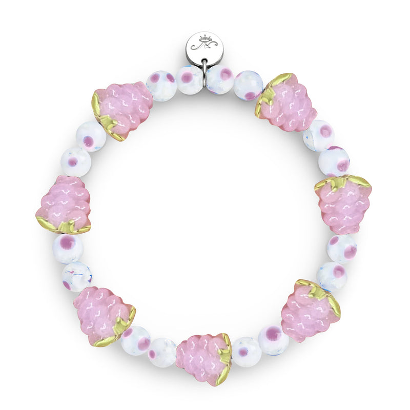 Polka Dot Pink | .925 Sterling Silver | Firefly Glass Berry Bracelet