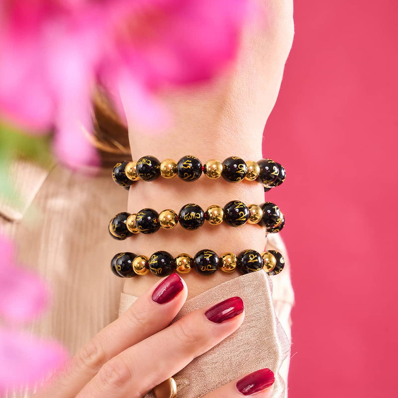 Tibetan Amulet | Deluxe Obsidian Mantra Bracelet
