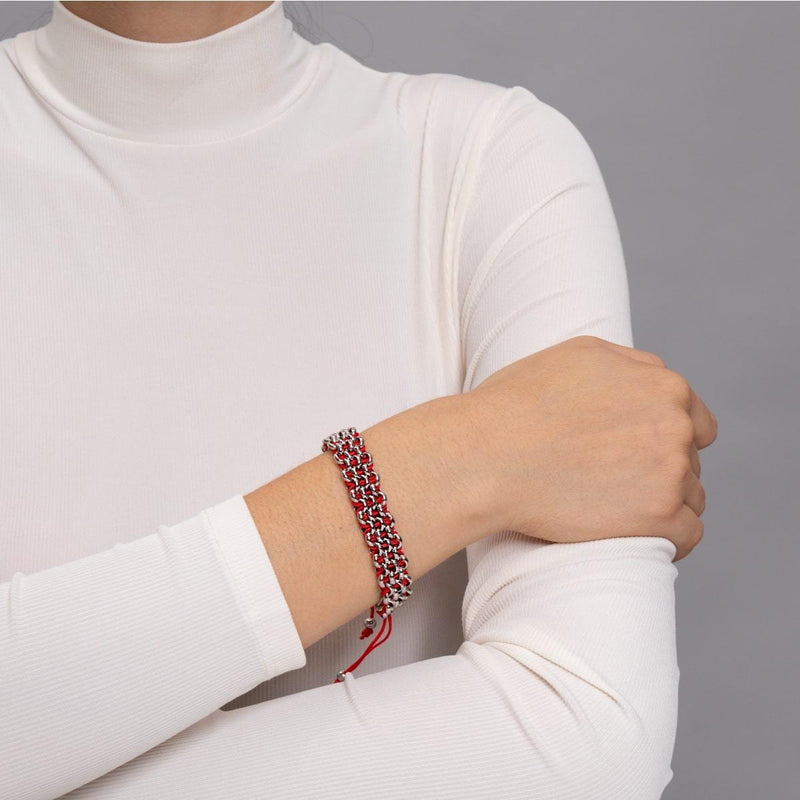 Red Panda Links | Original Kismet Bracelet | Red x Silver
