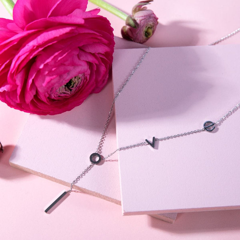 Love | Silver | Lariat Necklace