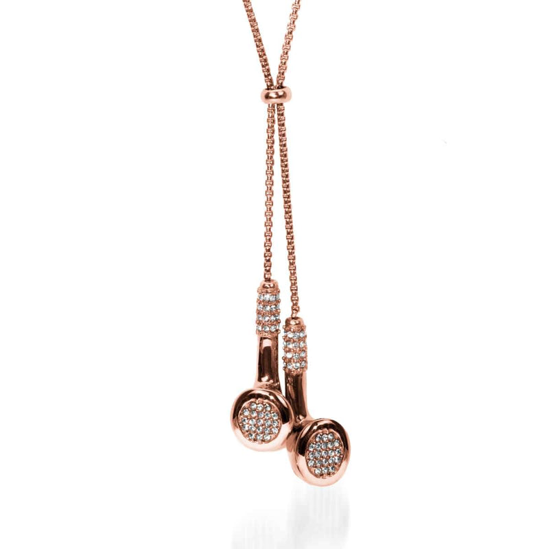 Remix | 18k Rose Gold | White Crystal Headphones Necklace