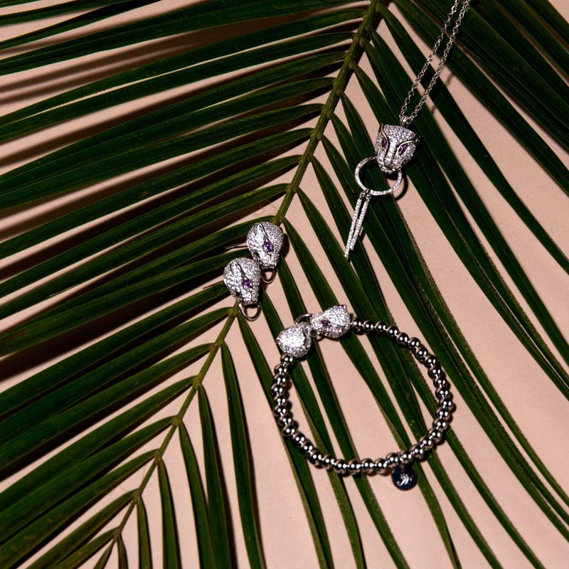 Panthera by Keysi Sayago | 18k White Gold | Cubic Zirconia Crystal Necklace