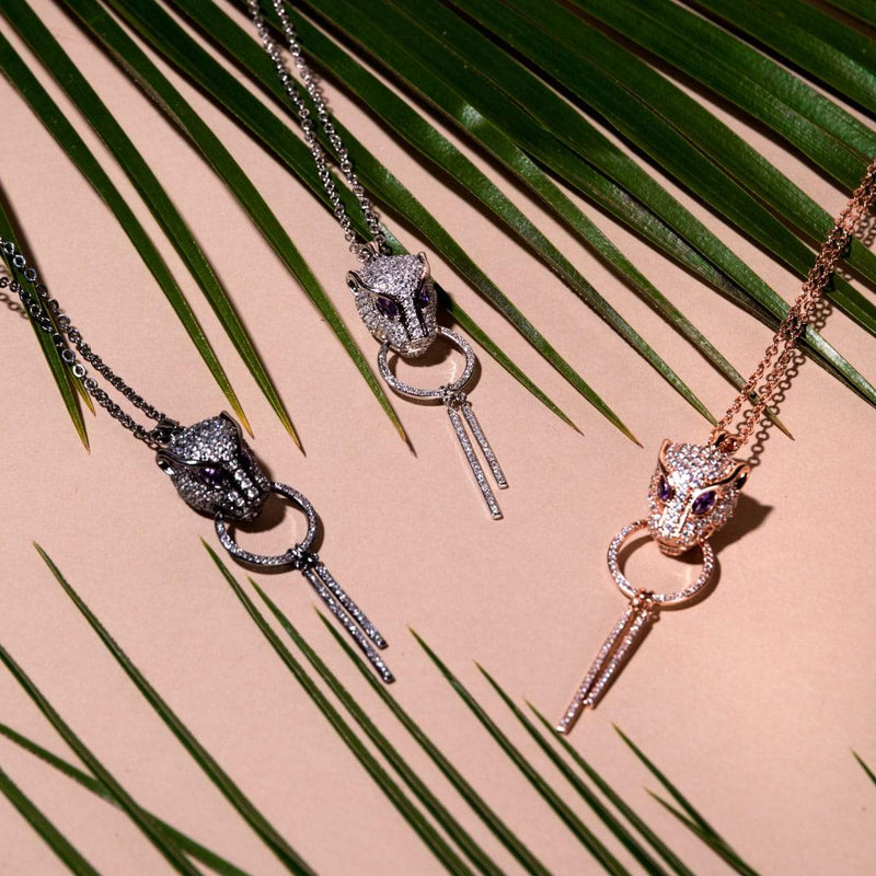 Panthera by Keysi Sayago | Gunmetal | Cubic Zirconia Crystal Necklace