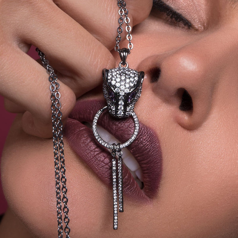 Panthera by Keysi Sayago | Gunmetal | Cubic Zirconia Crystal Necklace