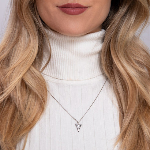 Shark Tooth Infinity Clasp Necklace by Lauren Howe | .925 Sterling Silver | Crystal