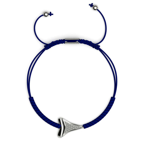 Shark Tooth Navy Macrame Bracelet by Lauren Howe | .925 Sterling Silver | Crystal