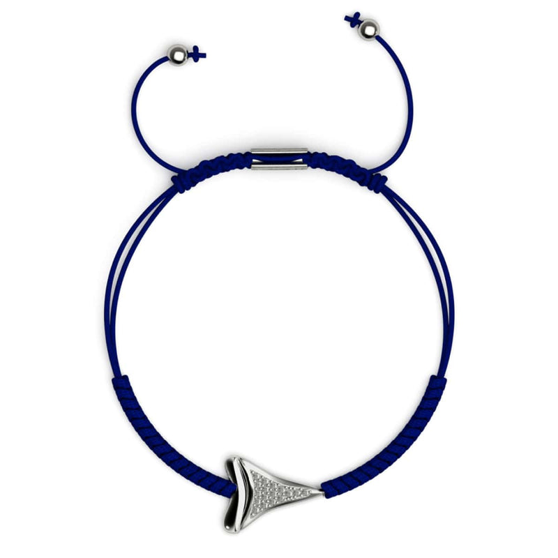 Shark Tooth Navy Macrame Bracelet by Lauren Howe | .925 Sterling Silver | Crystal