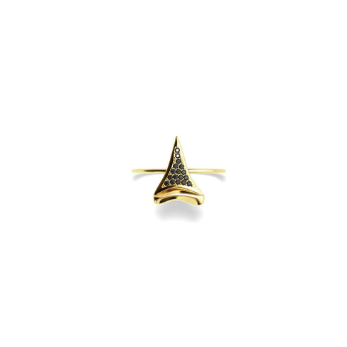 Shark Tooth Ring by Lauren Howe | .925 Sterling Gold Vermeil | Black Crystal