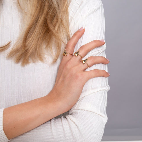 Shark Tooth Ring by Lauren Howe | .925 Sterling Gold Vermeil | Black Crystal