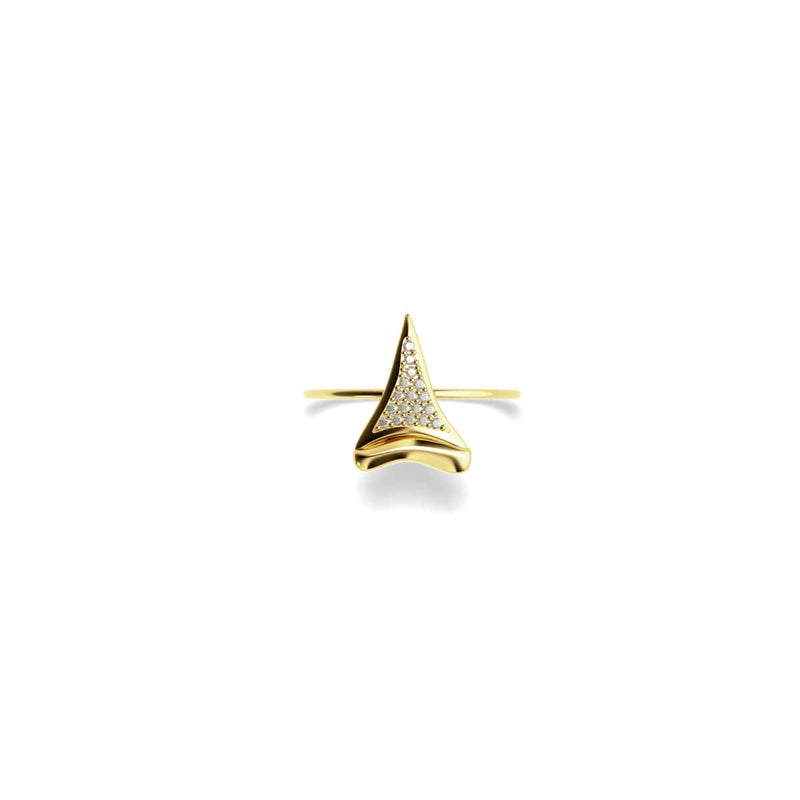 Shark Tooth Ring by Lauren Howe | .925 Sterling Gold Vermeil | Crystal