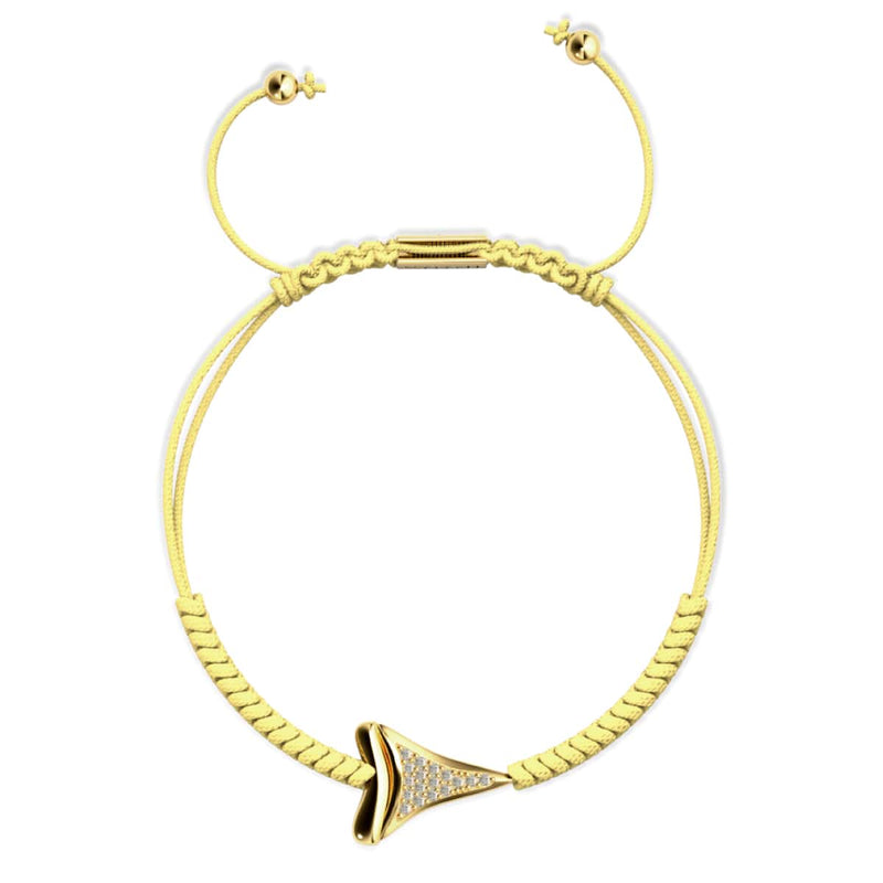Shark Tooth Sand Macrame Bracelet by Lauren Howe | .925 Sterling Gold Vermeil | Crystal