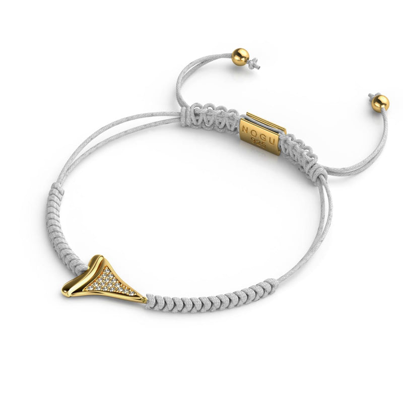 Shark Tooth White Macrame Bracelet by Lauren Howe | .925 Sterling Silver Gold Vermeil | Crystal