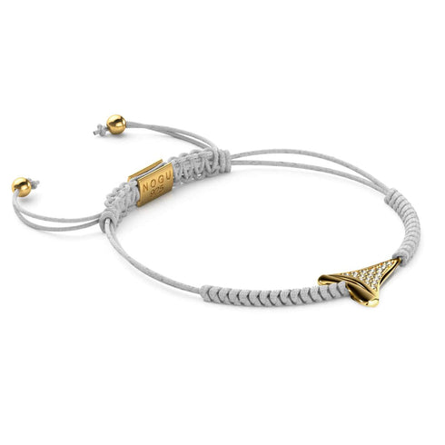 Shark Tooth White Macrame Bracelet by Lauren Howe | .925 Sterling Silver Gold Vermeil | Crystal