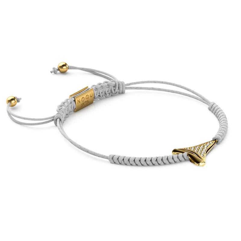 Shark Tooth White Macrame Bracelet by Lauren Howe | .925 Sterling Silver Gold Vermeil | Crystal