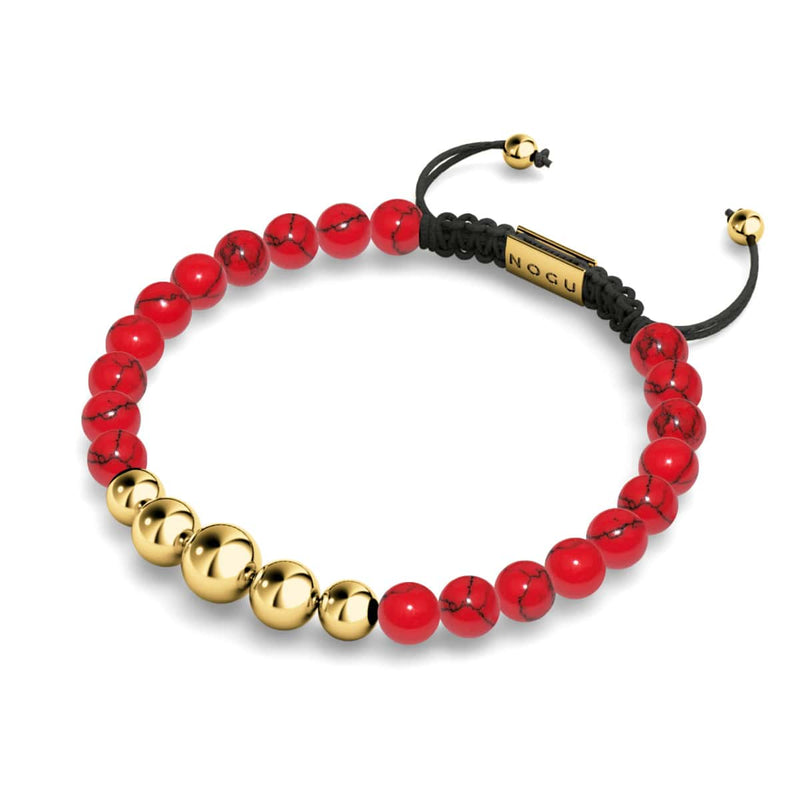 Red Turquoise | Gold | Balance Gemstone Macrame Bracelet