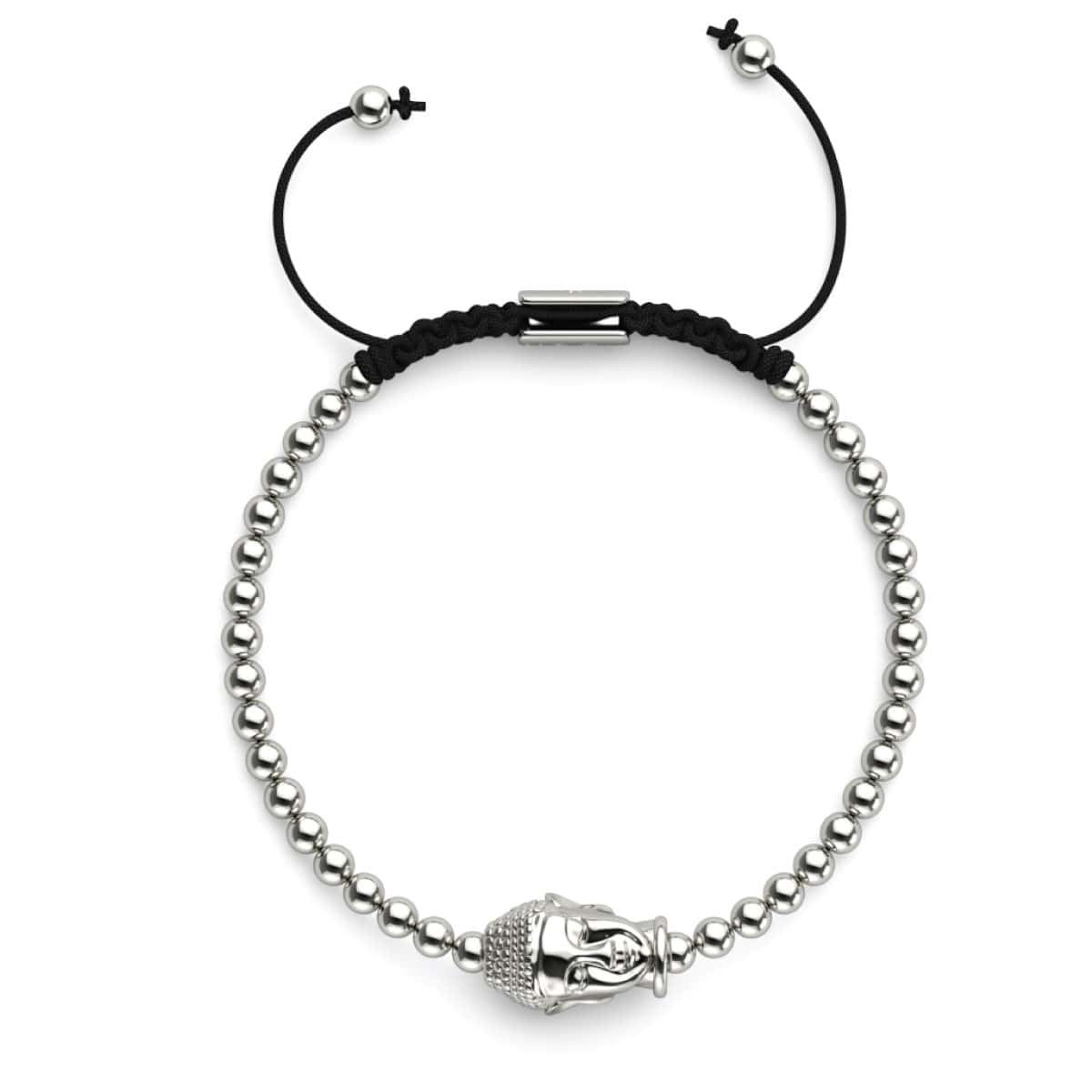Gilded Buddha | Silver | Black | Macrame Charmballa Bracelet