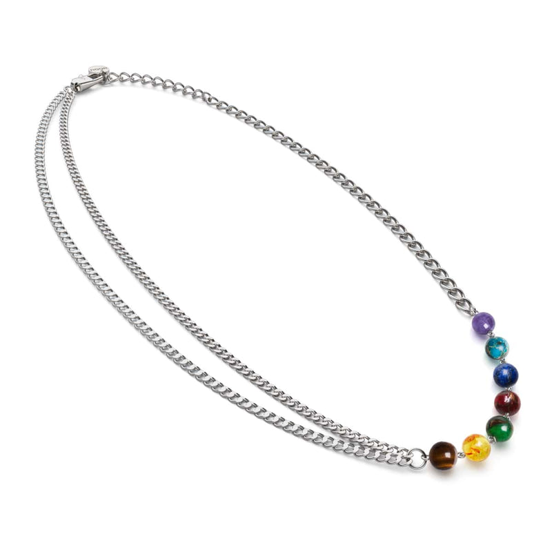 Rainbow Chakra | 7 Gemstone Chain Necklace | Silver