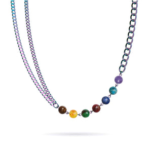 Rainbow Chakra | 7 Gemstone Chain Necklace | Unicorn Silver