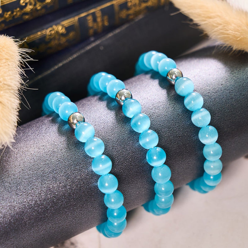 Aquamarine | .925 Sterling Silver | Cheshire Glass Bracelet