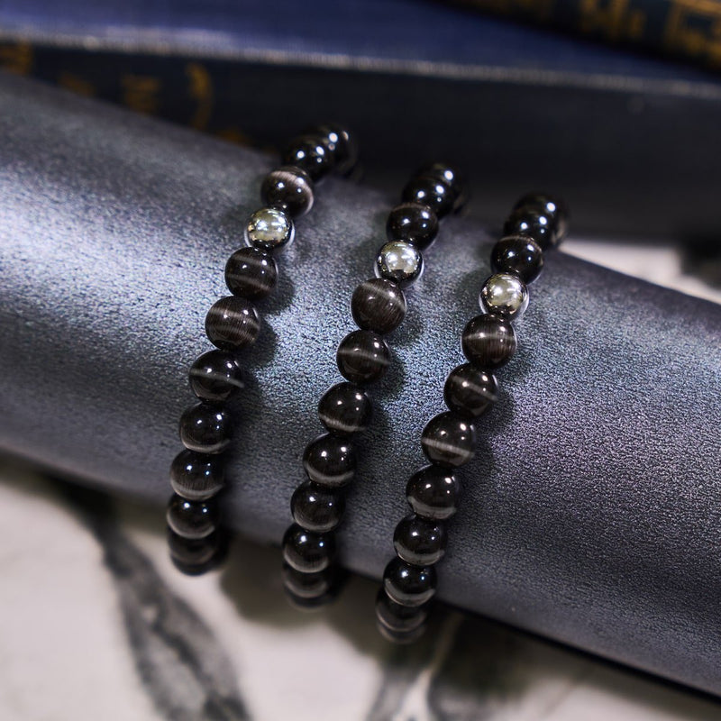 Black Sable | .925 Sterling Silver | Cheshire Glass Bracelet