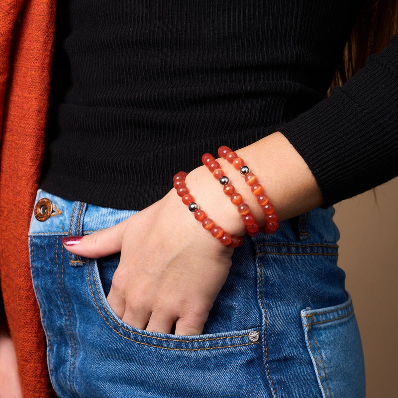 Blood Moon | .925 Sterling Silver | Cheshire Glass Bracelet