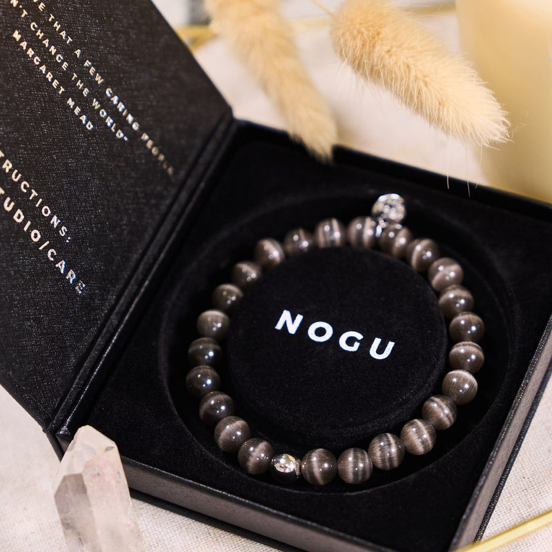 Charcoal | .925 Sterling Silver | Cheshire Glass Bracelet