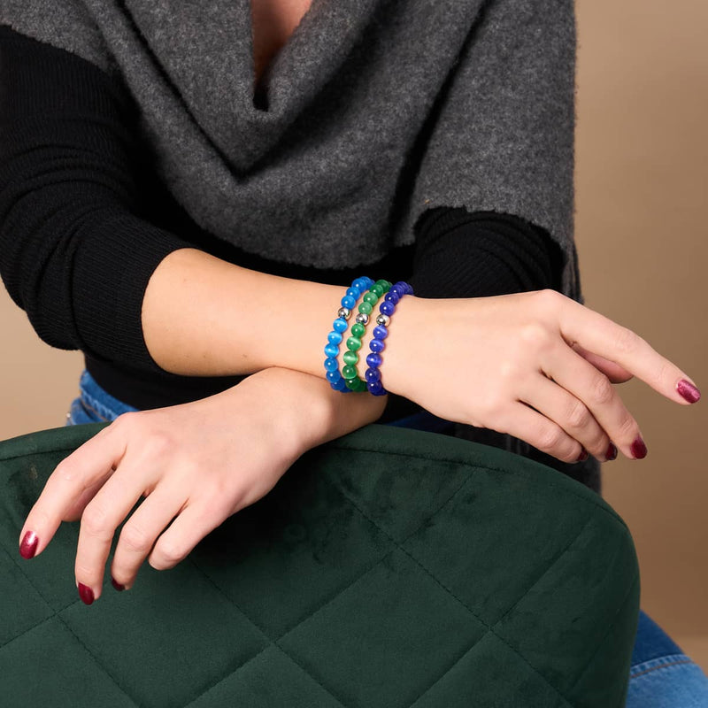 Midnight Watch | .925 Sterling Silver | Cheshire Glass Bracelet