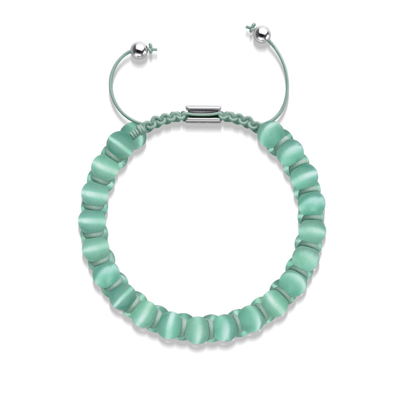 Teal | Silver | Cheshire Glass Double Macrame Bracelet