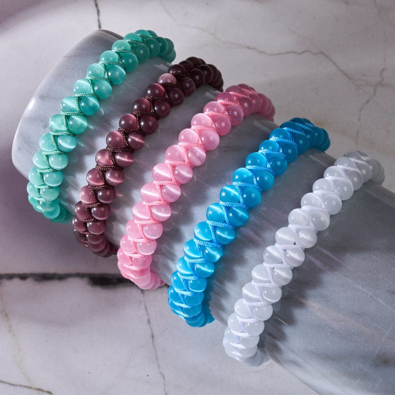 Watermelon | Silver | Cheshire Glass Double Macrame Bracelet