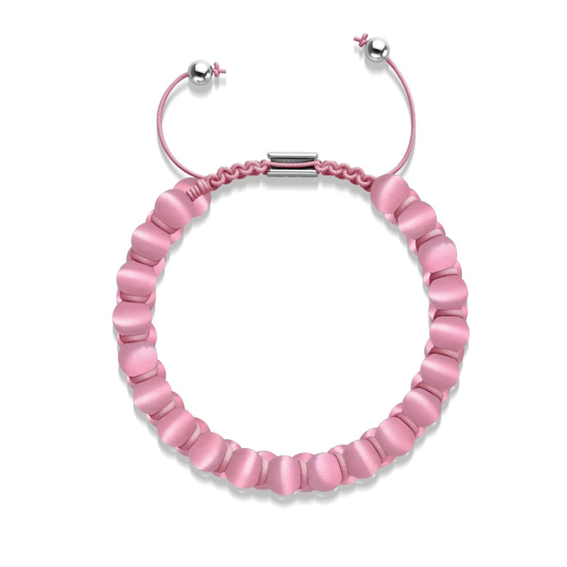 Watermelon | Silver | Cheshire Glass Double Macrame Bracelet