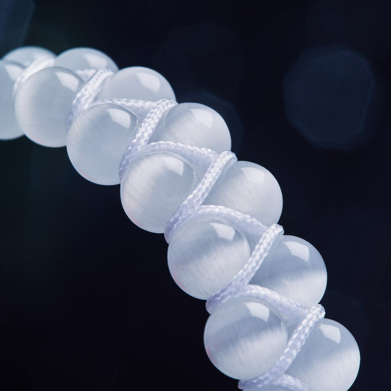 White | Silver | Cheshire Glass Double Macrame Bracelet