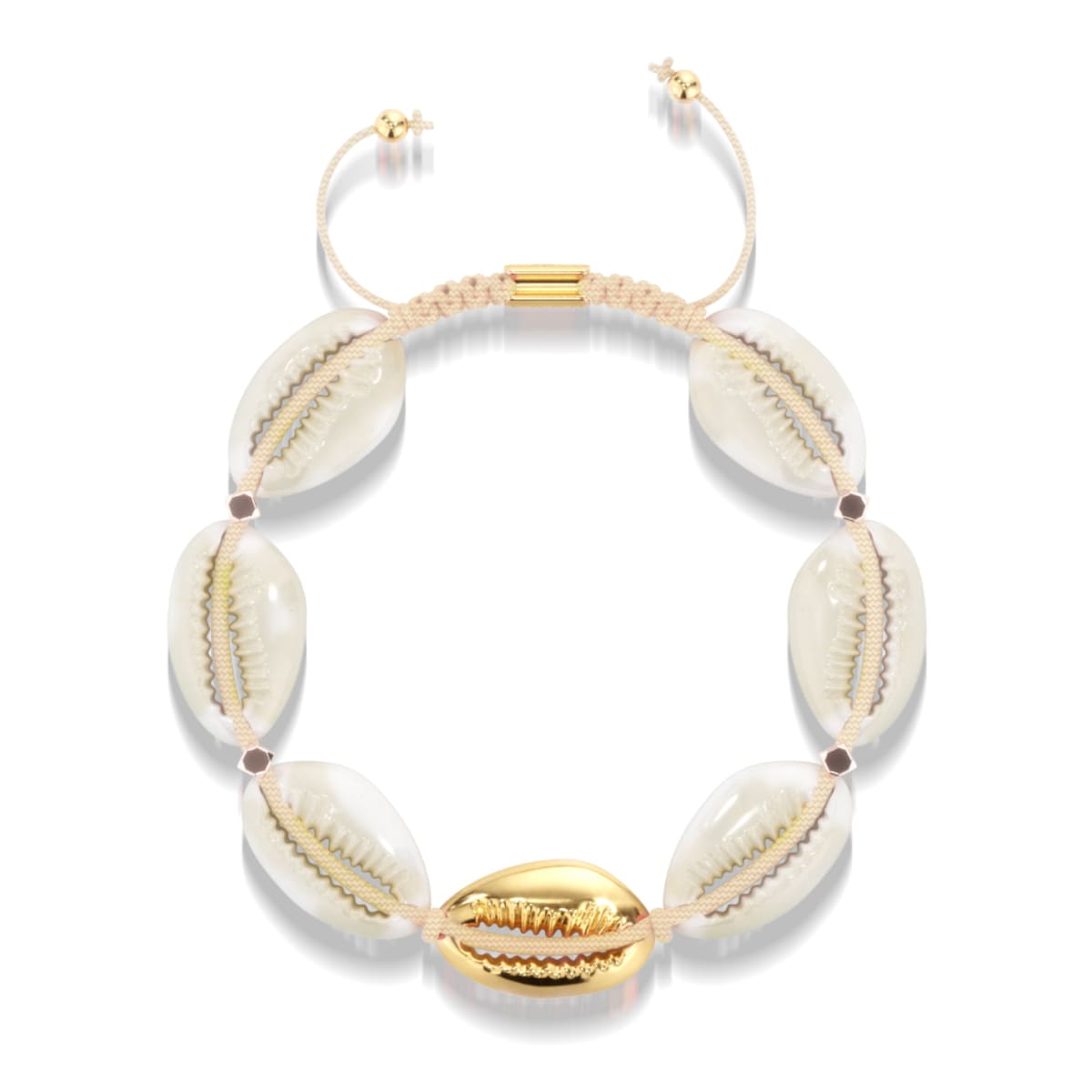 Natural Cowrie Shell | Gold | Cream Macrame Bracelet