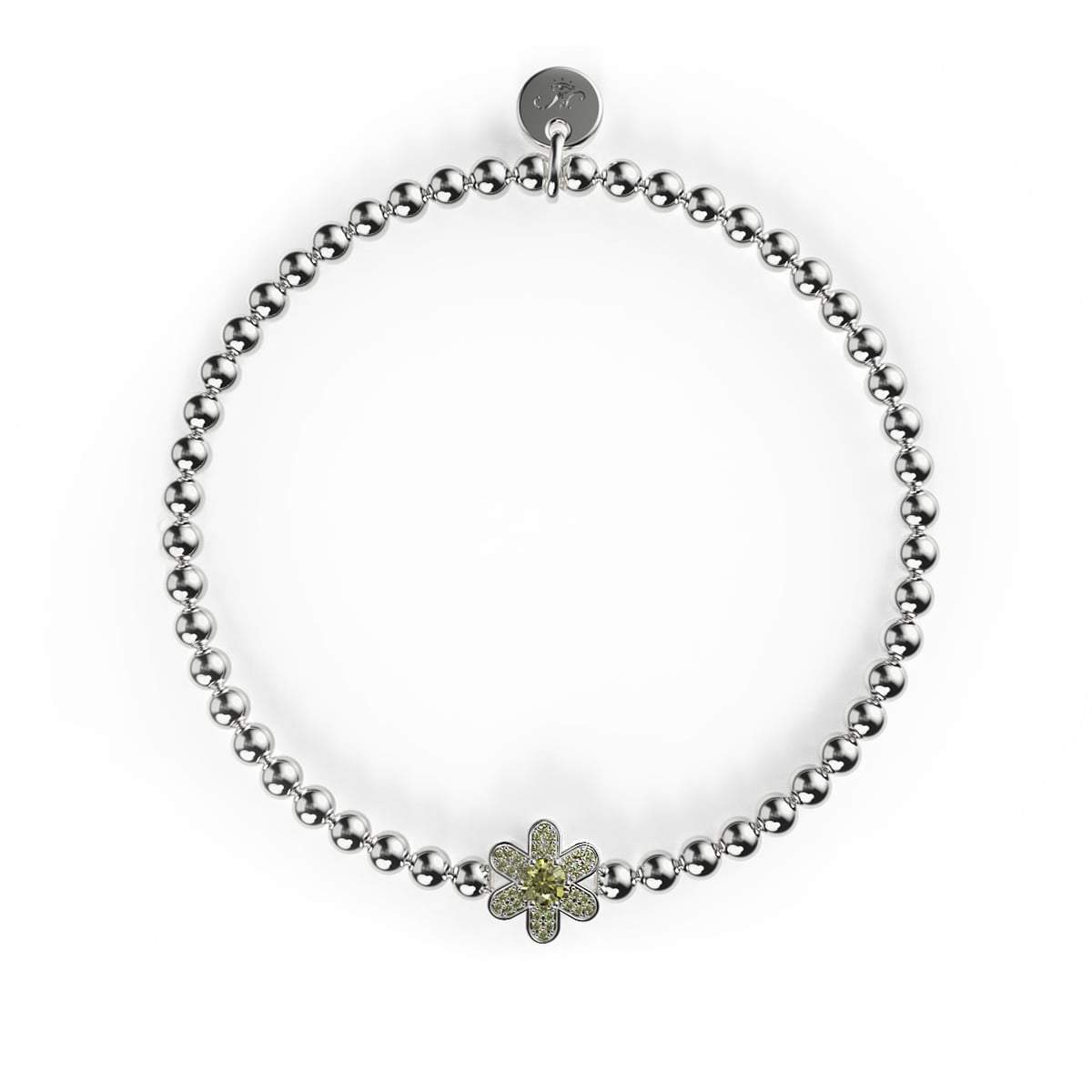 Daffodil | Silver | Yellow Crystal Charm Bracelet