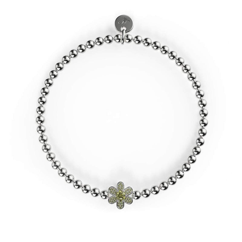 Daffodil | Silver | Yellow Crystal Charm Bracelet