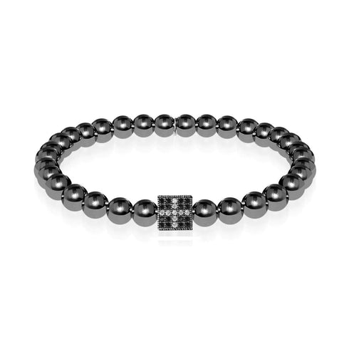Lucky | Gunmetal | Crystal Dice Charm Bracelet